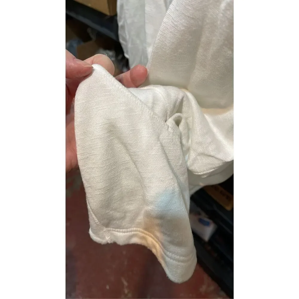 Chico’s size Med white open front cardigan .